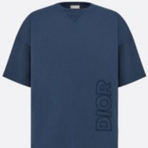 Dior Navy Tee with Embossed Logo